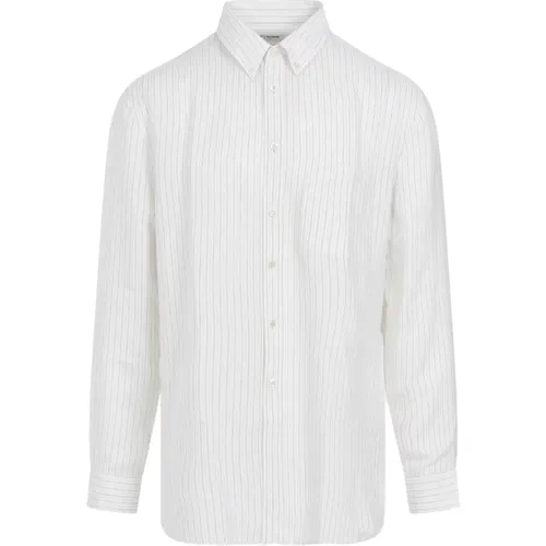 Striped Silk Button Down Shirt , male, Sizes: 2XL, L, XL - Saint Laurent - Modalova