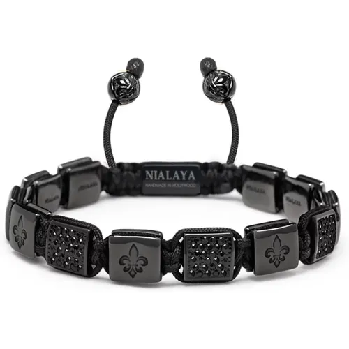 Men`s Ceramic Flatbead Bracelet in Black , male, Sizes: S, XL, M, 2XL, L - Nialaya - Modalova