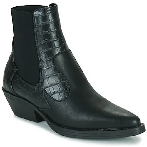 Kurze PU Cowboy Stiefel in Schwarz - Only - Modalova