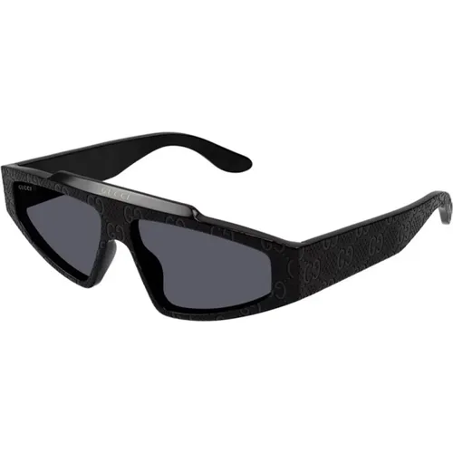 Stilvolle schwarze Sonnenbrille mit grauen Gläsern - Gucci - Modalova