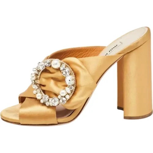 Pre-owned Satin sandals , female, Sizes: 4 UK - Miu Miu Pre-owned - Modalova