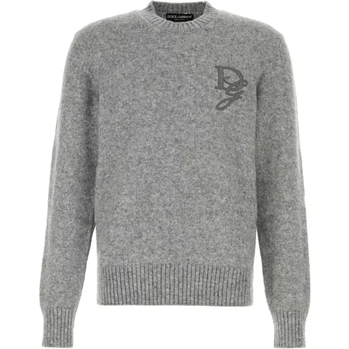 Grauer Melange Nylonmischung Pullover - Dolce & Gabbana - Modalova