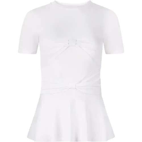 Weiße Peplum T-Shirt mit Schleifendetail , Damen, Größe: XL - Nina Ricci - Modalova