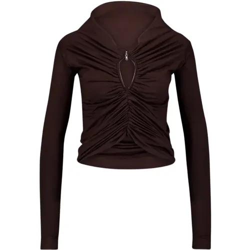 Ruched Top in Dark Wool , female, Sizes: 2XS, M - Dolce & Gabbana - Modalova