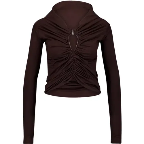 Ruched Top in Dark Wool , female, Sizes: XS, 2XS, M - Dolce & Gabbana - Modalova