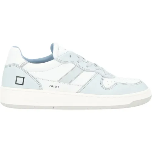 Weiße und Himmelblaue Ledersneaker - D.a.t.e. - Modalova