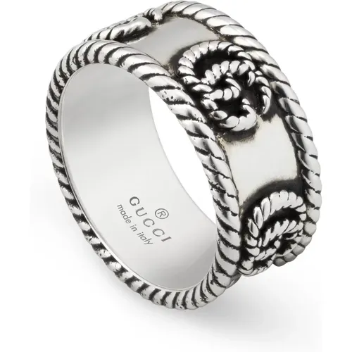 Ybc627729001 - 925 Sterlingsilberring mit Double G-Detail , Damen, Größe: 55 MM - Gucci - Modalova