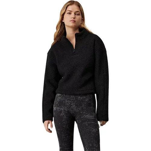 Schwarzer Beauty Sherpa Half-Zip Pullover , Damen, Größe: XS - Calvin Klein - Modalova