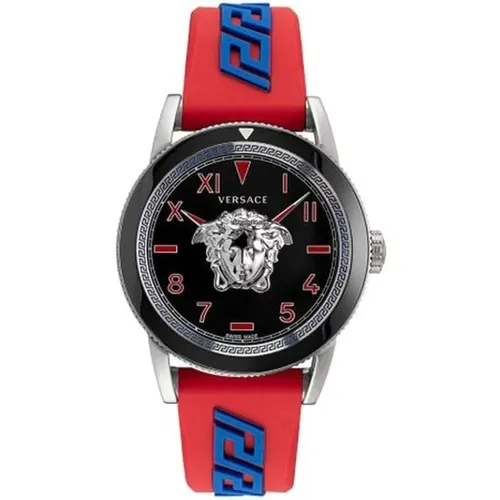 V-Palazzo Men's Watch, Blue-Red Silicone , male, Sizes: ONE SIZE - Versace - Modalova