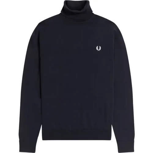 Blauer Rollkragenpullover , Herren, Größe: XL - Fred Perry - Modalova