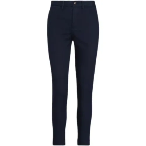 Navy Slim Fit Cotton Blend Pants , female, Sizes: 2XS, XS - Polo Ralph Lauren - Modalova