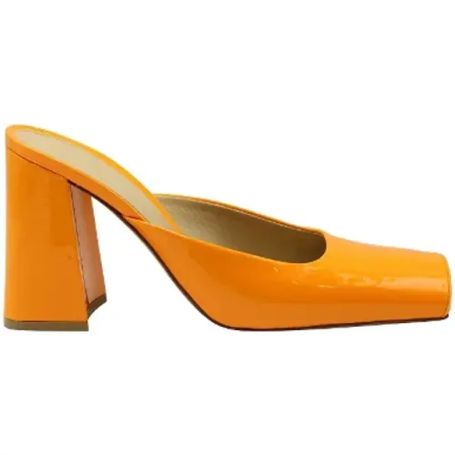 Pre-owned Leather Square Toe Block Heel Mules , female, Sizes: 5 UK - Bottega Veneta Vintage - Modalova
