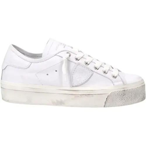 Weiße Low-Top-Sneaker mit abgenutzter Gummisohle , Damen, Größe: 37 EU - Philippe Model - Modalova