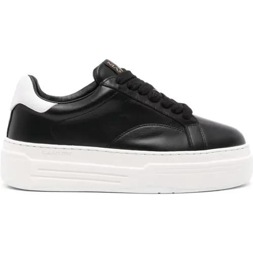 Schwarze Plateau-Sneakers Logo Gummisohle , Damen, Größe: 38 EU - Lanvin - Modalova