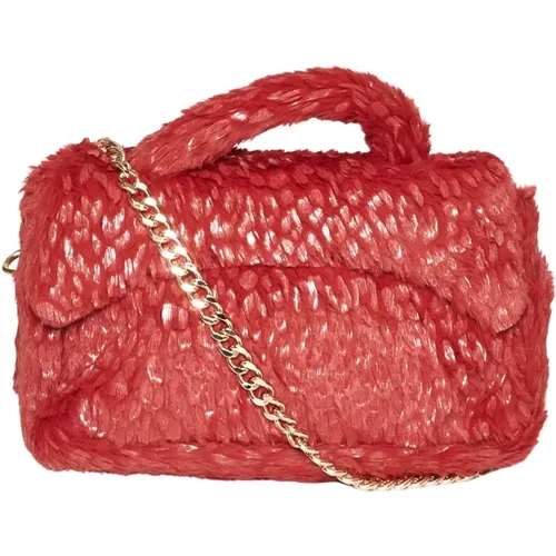 Rote Kunstpelz-Handtasche , Damen, Größe: ONE Size - La Milanesa - Modalova