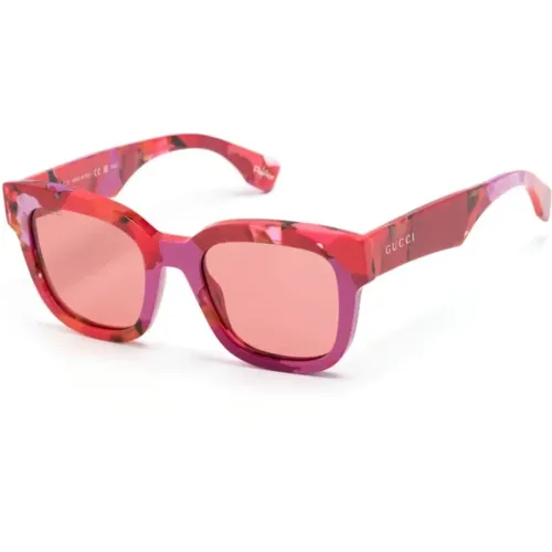 Rote Sonnenbrille mit Zubehör , Damen, Größe: 52 MM - Gucci - Modalova