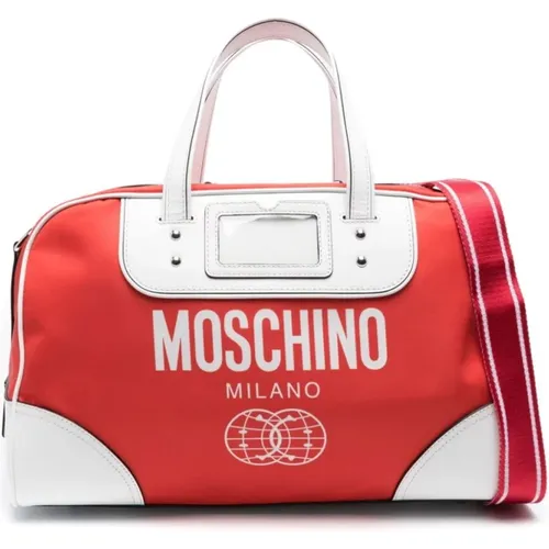 Rote Tasche aus glattem Kalbsleder - Moschino - Modalova