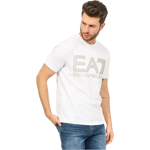 Weiße Slim Fit Logo T-shirt , Herren, Größe: 3XL - Emporio Armani EA7 - Modalova