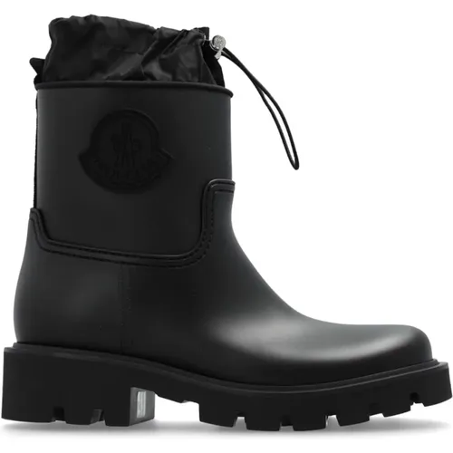 Schwarze Slip-On Logo Patch Stiefel , Damen, Größe: 36 EU - Moncler - Modalova