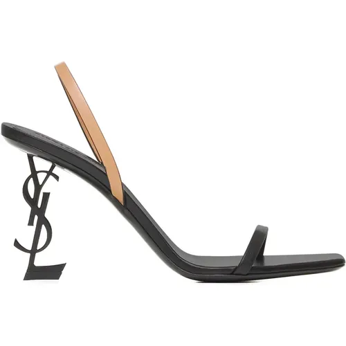 Leather Logo Heel Sandals , female, Sizes: 7 UK, 6 UK, 5 UK, 3 1/2 UK, 5 1/2 UK, 4 1/2 UK, 4 UK - Saint Laurent - Modalova