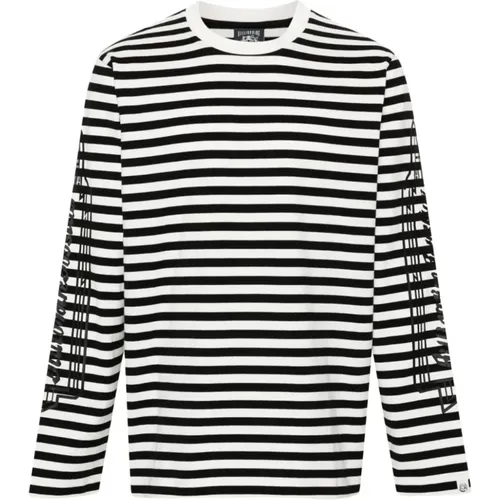 Black Striped Logo Print T-shirt , male, Sizes: S - Billionaire - Modalova