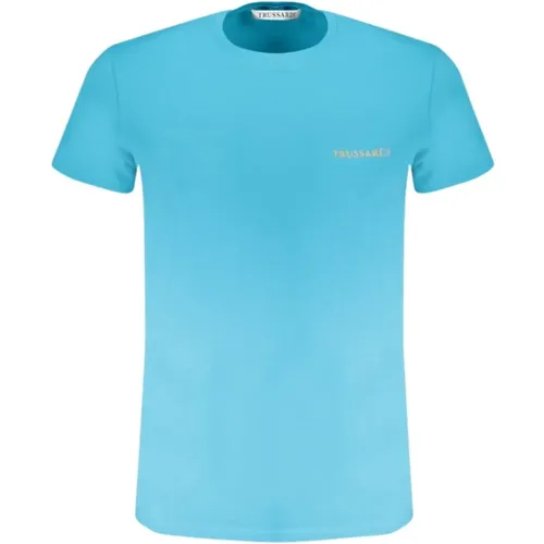 Blau bedrucktes Logo-T-Shirt , Herren, Größe: 2XL - Trussardi - Modalova