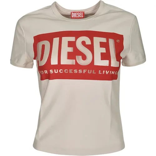 Stilvolle T-Shirts und Polos,Baumwoll-T-Shirt in Elfenbein - Diesel - Modalova