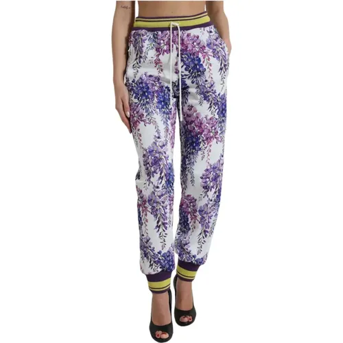 Blumige Jogginghose für Eleganten Look , Damen, Größe: XL - Dolce & Gabbana - Modalova