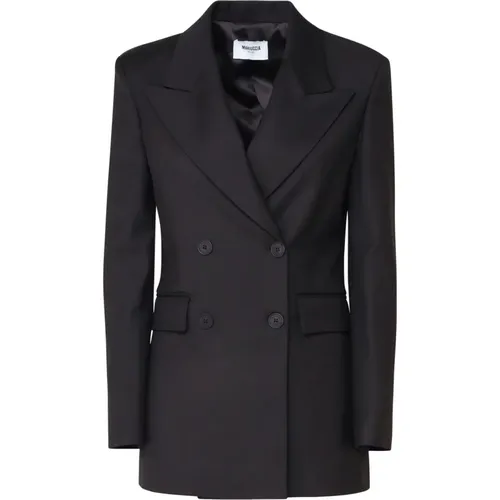 Schwarzer Wollblazer Doppelreihige Jacke , Damen, Größe: L - Mariuccia Milano - Modalova