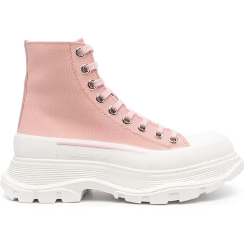 Rosa Tread Slick Stiefeletten , Damen, Größe: 37 1/2 EU - alexander mcqueen - Modalova