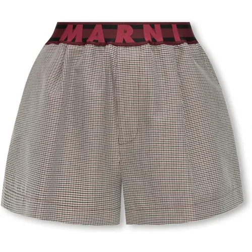 Shorts with logo , female, Sizes: XS - Marni - Modalova