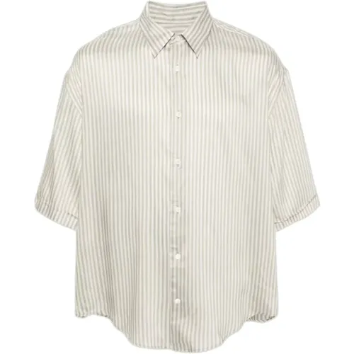 Striped Shirt in Chalk Sage , male, Sizes: M, S, L - Ami Paris - Modalova