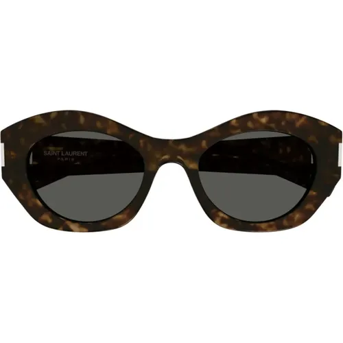 Elegant Oval Sunglasses in Dark Tortoise , female, Sizes: 52 MM - Saint Laurent - Modalova