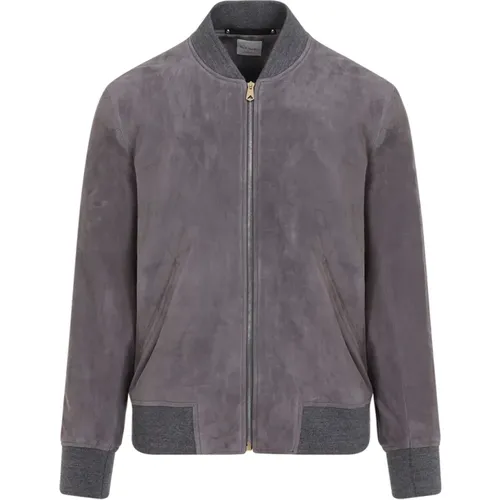 Grey Suede Bomber Jacket Aw24 , male, Sizes: M - PS By Paul Smith - Modalova