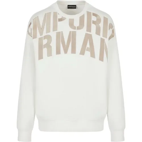 Double Jersey Sweatshirt with Embroidered Maxi Logo Lettering , male, Sizes: L - Emporio Armani - Modalova