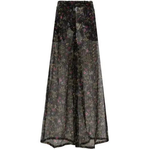 Floral Wide Leg Silk Trousers , female, Sizes: XS, 2XS - Max Mara - Modalova