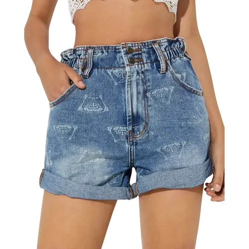 High Waist Denim Shorts Umgeschlagener Saum , Damen, Größe: W23 - One Teaspoon - Modalova