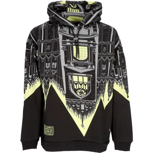 Milan Cathedral Print Hoodie Schwarz/Limette , Herren, Größe: L - Dolly Noire - Modalova