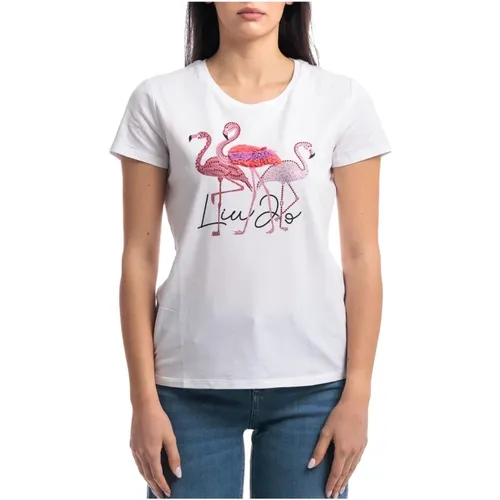 Printed T-shirt with applications , female, Sizes: L - Liu Jo - Modalova