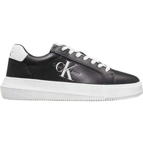 Schwarze Ledersneakers - Sneakers , Damen, Größe: 36 EU - Calvin Klein - Modalova