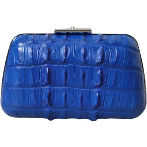 Electric Crocodile Leather Clutch , female, Sizes: ONE SIZE - Balenciaga - Modalova