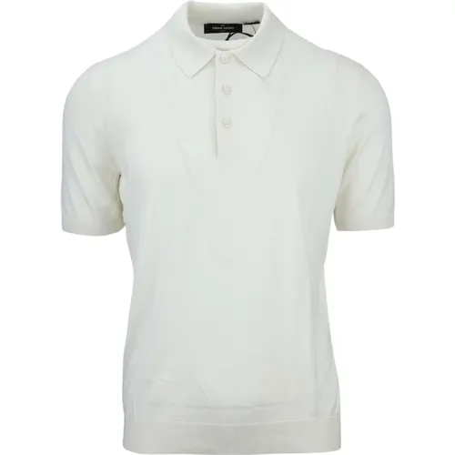 Seiden Polo T-shirt Weiß , Herren, Größe: XL - Gran Sasso - Modalova