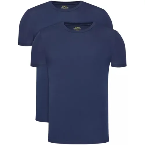 Klassisches Marineblaues Glattes T-Shirt (2er-Pack) , Herren, Größe: M - Ralph Lauren - Modalova