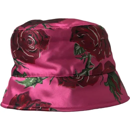 Rosa Floral Bucket Hat Men , male, Sizes: 59 CM - Dolce & Gabbana - Modalova