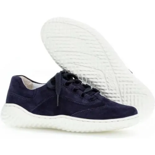 Blaue Wildleder-Sneakers mit Optifit Einlegesohle , Damen, Größe: 40 1/2 EU - Gabor - Modalova