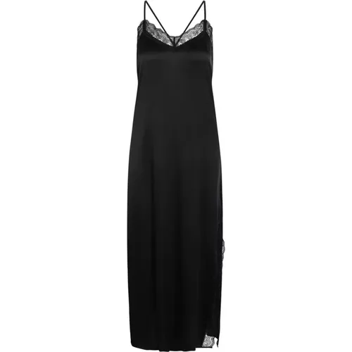 Elegant Lace Trimmed Silk Dress , female, Sizes: XL, L, S, XS, M - Bruuns Bazaar - Modalova