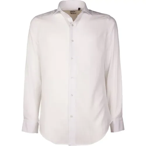 Weißes Baumwollhemd mit Knopfverschluss , Herren, Größe: 4XL - Made in Italia - Modalova