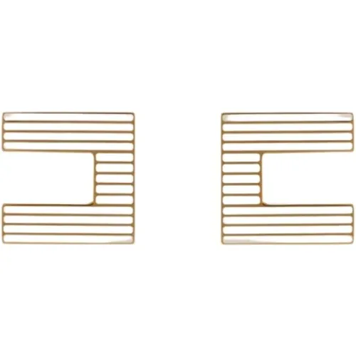 Logo-Ohrringe,Gestreifte Emaille-Logo-Ohrringe - Elisabetta Franchi - Modalova