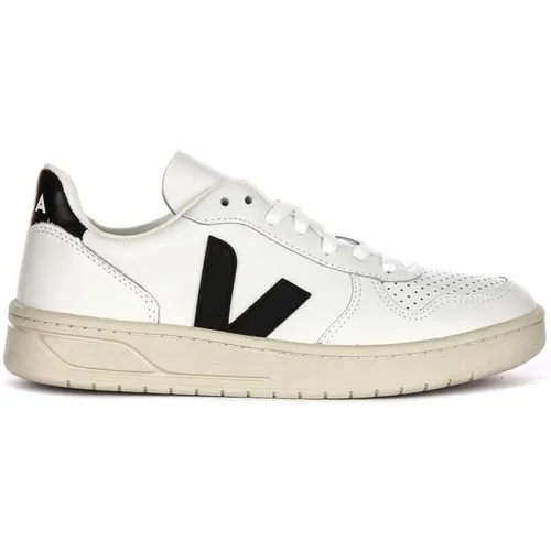 Weiß Schwarz Leder Court Trainers Damen , Damen, Größe: 37 EU - Veja - Modalova