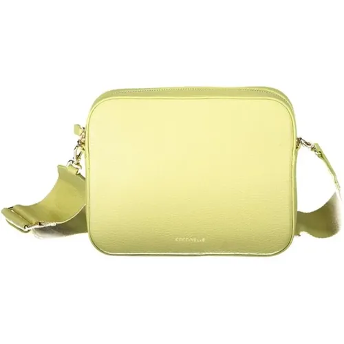 Gelbe Leder Umhängetasche mit Taschen , Damen, Größe: ONE Size - Coccinelle - Modalova